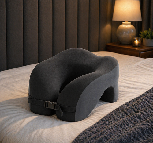 Travel Neck Pillow Memory Foam for Airplane Flights – Ergonomic Head Support Cushion, Nap Pillow for Travel, Car, Office, Portable Neck Support Pillow, Slow Rebound Comfort